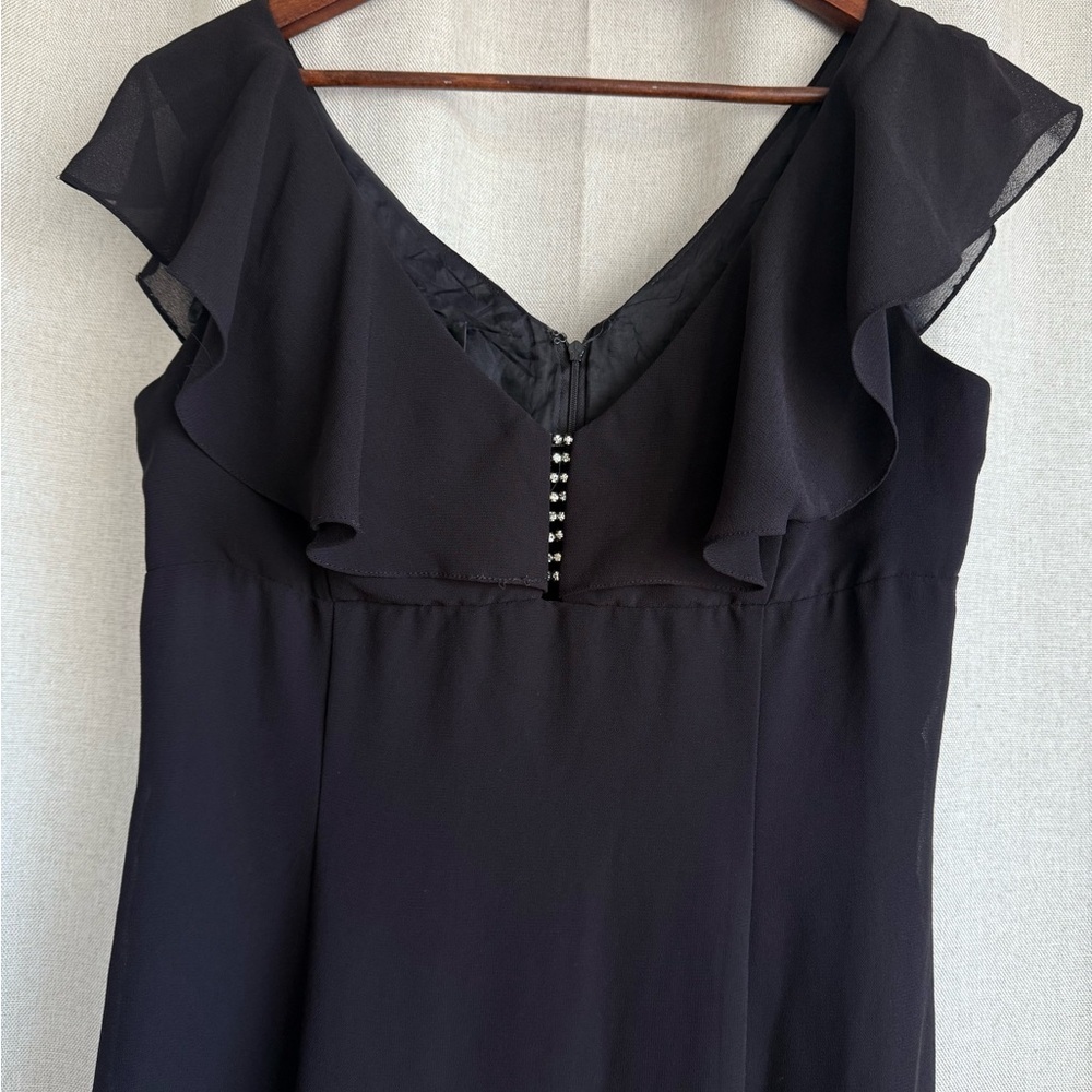 Vintage 90s Scott McClintock Black Chiffon Evening Dress Flutter Sleeves Size 14 - Picture 7 of 7